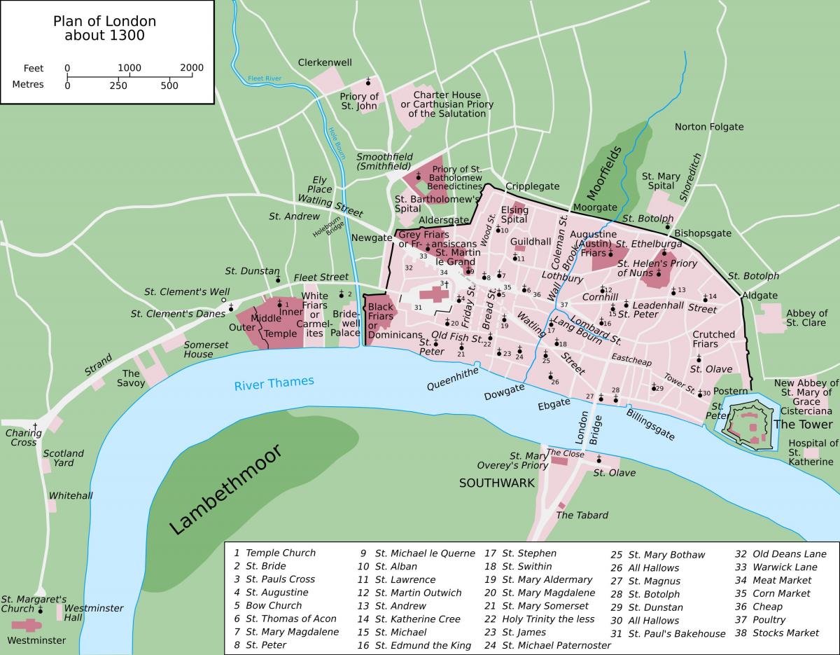 地图的中世纪的伦敦