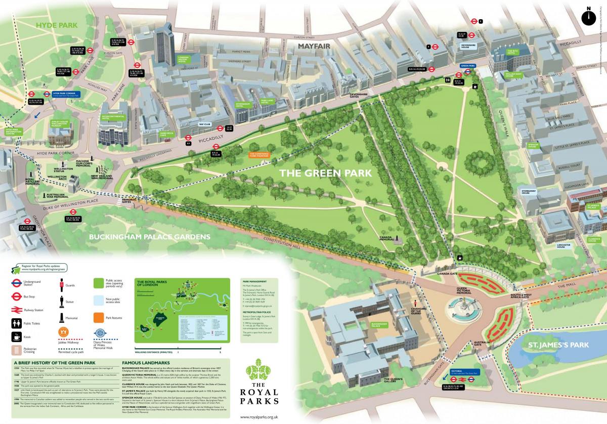 地图上的绿色伦敦公园