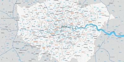 邮政编码的伦敦地图